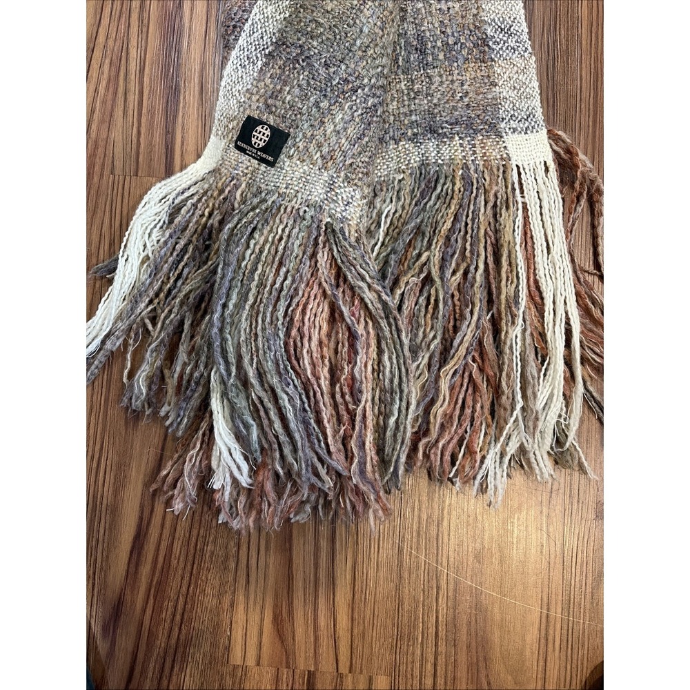 Kennebunk Weavers Throw Blanket Brown Plaid Knitted Fringe USA - Picture 3 of 7